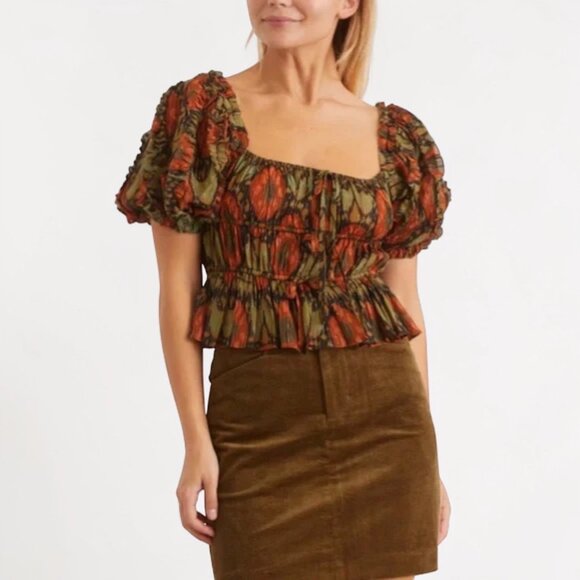 Ulla Johnson Tops - Ulla Johnson Medha Lurex Puff Sleeve Blouse Nocturne Print Size 8